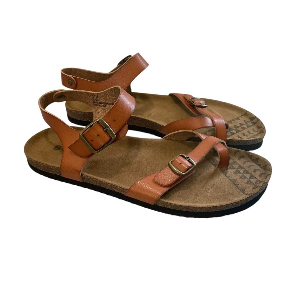 Makalu California Faux Leather Sandals Womens 11 Burnt Orange Strappy Beach New